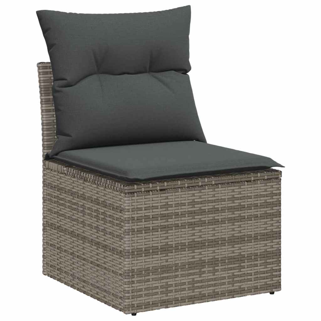 Gartensofa-set mit Kissen mit Speicher 10 pcs Grau Poly Rattan