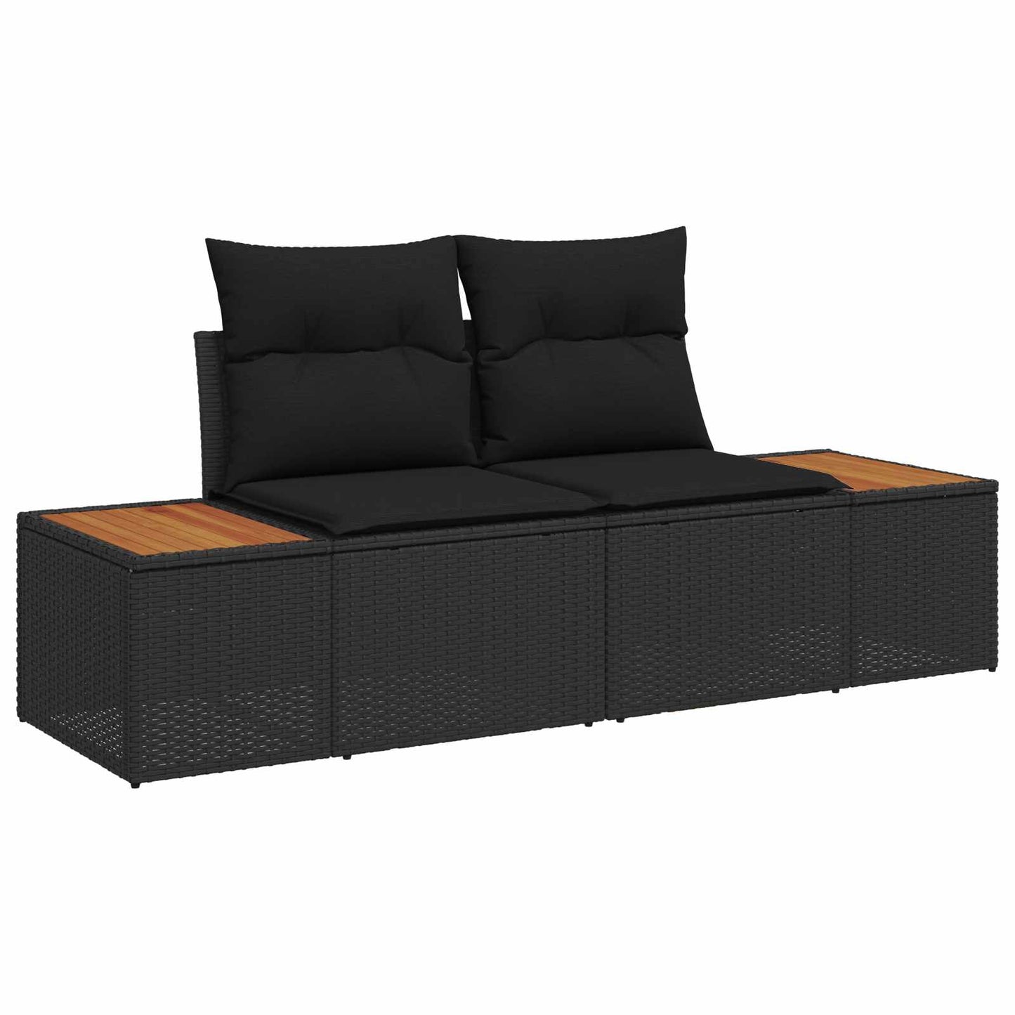 Gartensofa-set mit Kissen 8 pcs Schwarz Poly Rattan