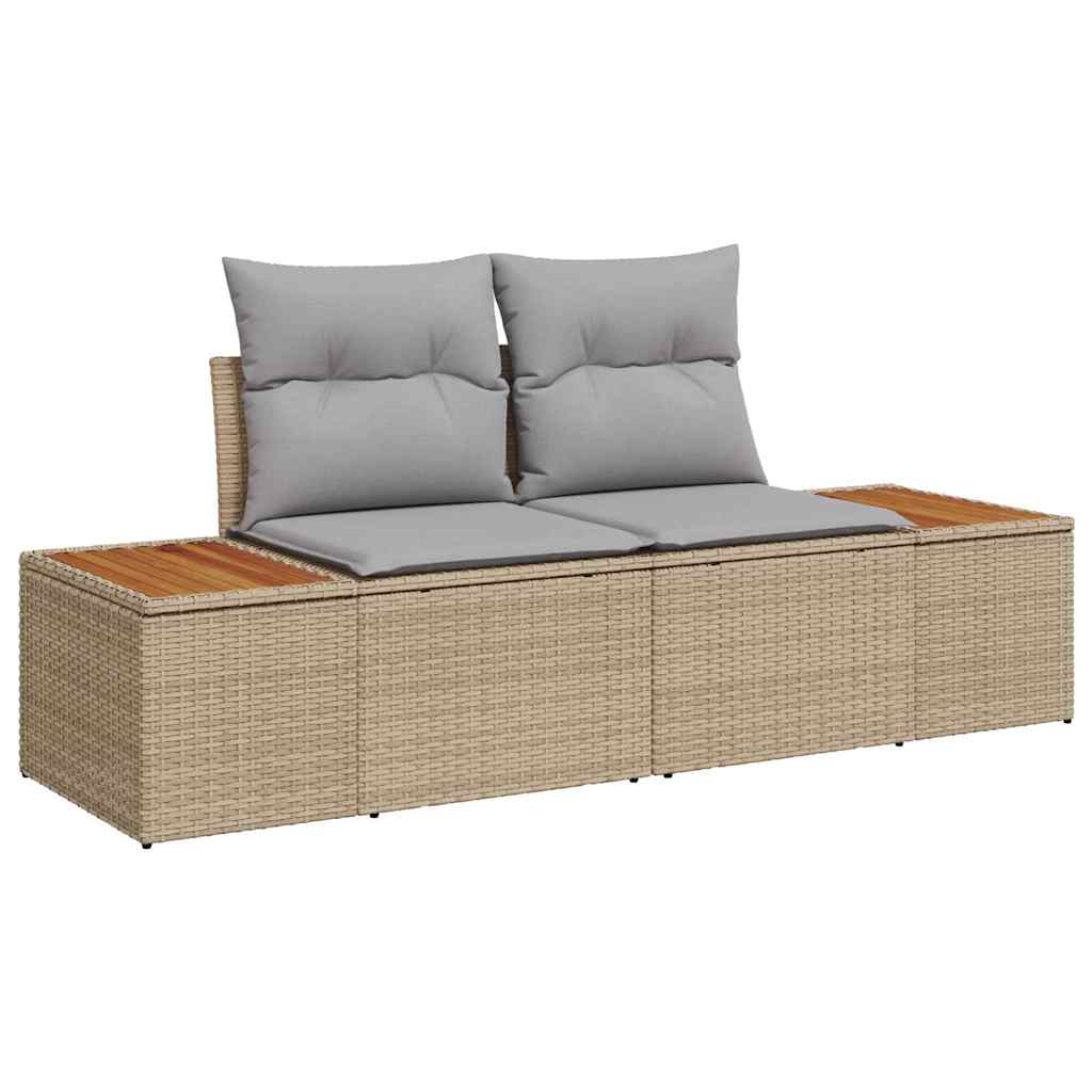 Gartensofa-set mit Kissen mit Speicher 10 pcs Beige Poly Rattan