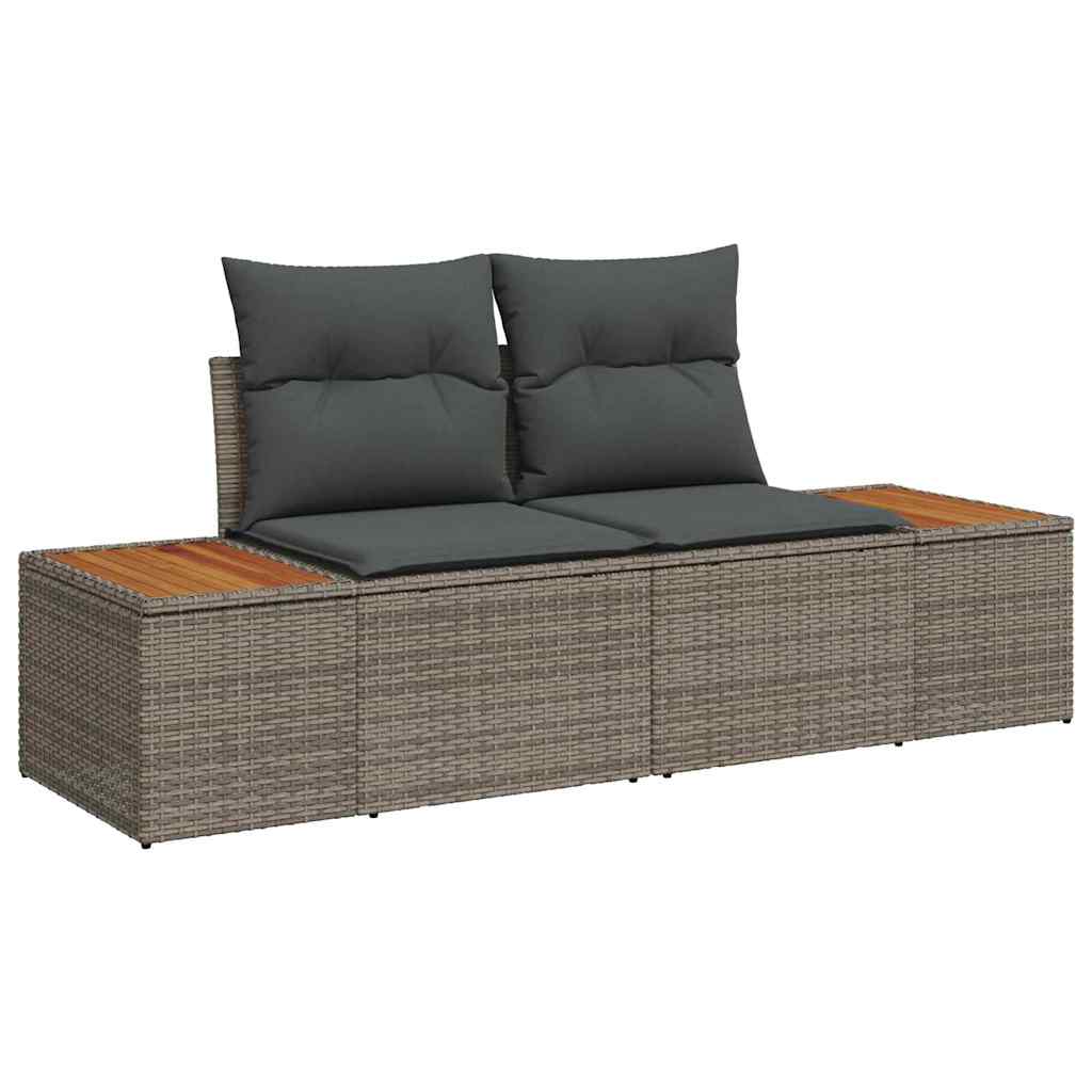 Gartensofa-set mit Kissen mit Speicher 13 pcs Grau Poly Rattan