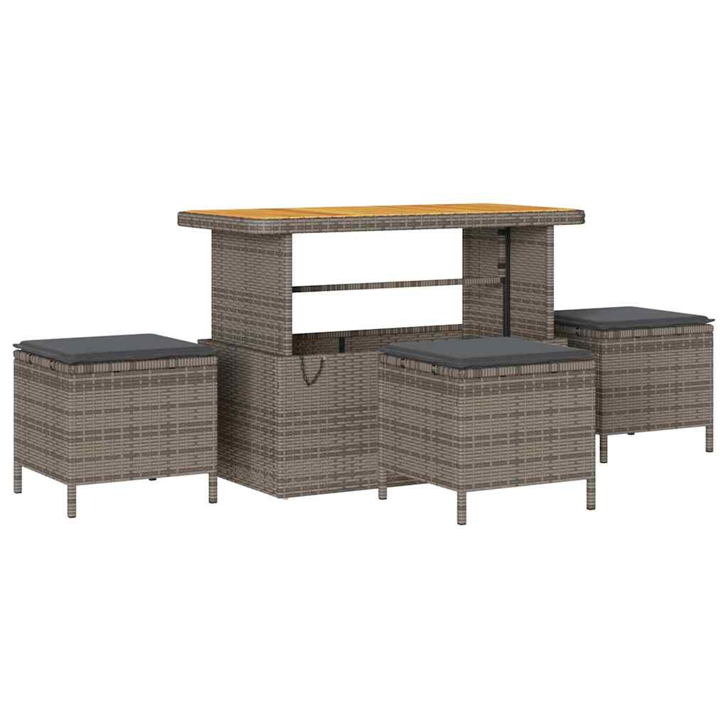 Gartensofa-set mit Kissen mit Speicher 14 pcs Grau Poly Rattan