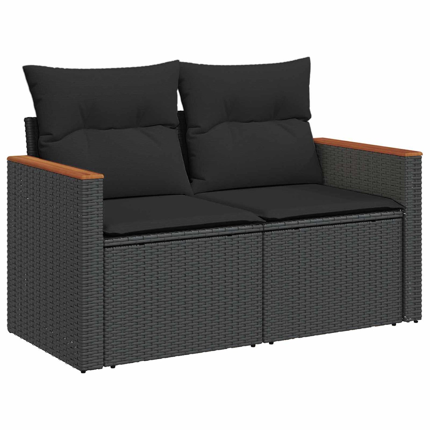 Gartensofa-set mit Kissen 11 pcs Schwarz Poly-Rattan