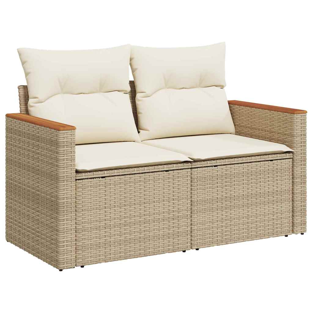 Gartensofa-set mit Kissen 10 pcs Beige Poly Rattan