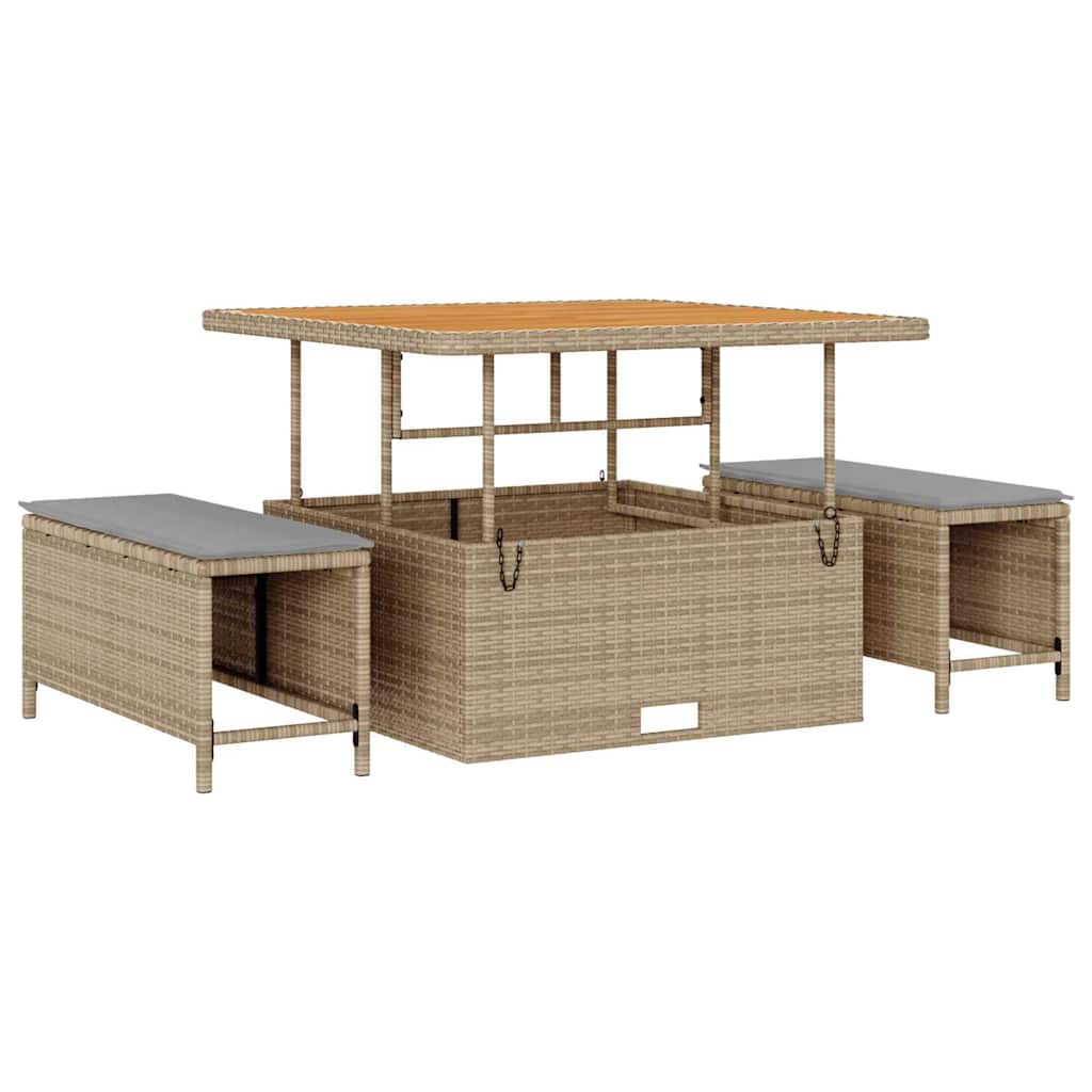 Gartensofa-set mit Kissen 9 pcs Beige Poly Rattan