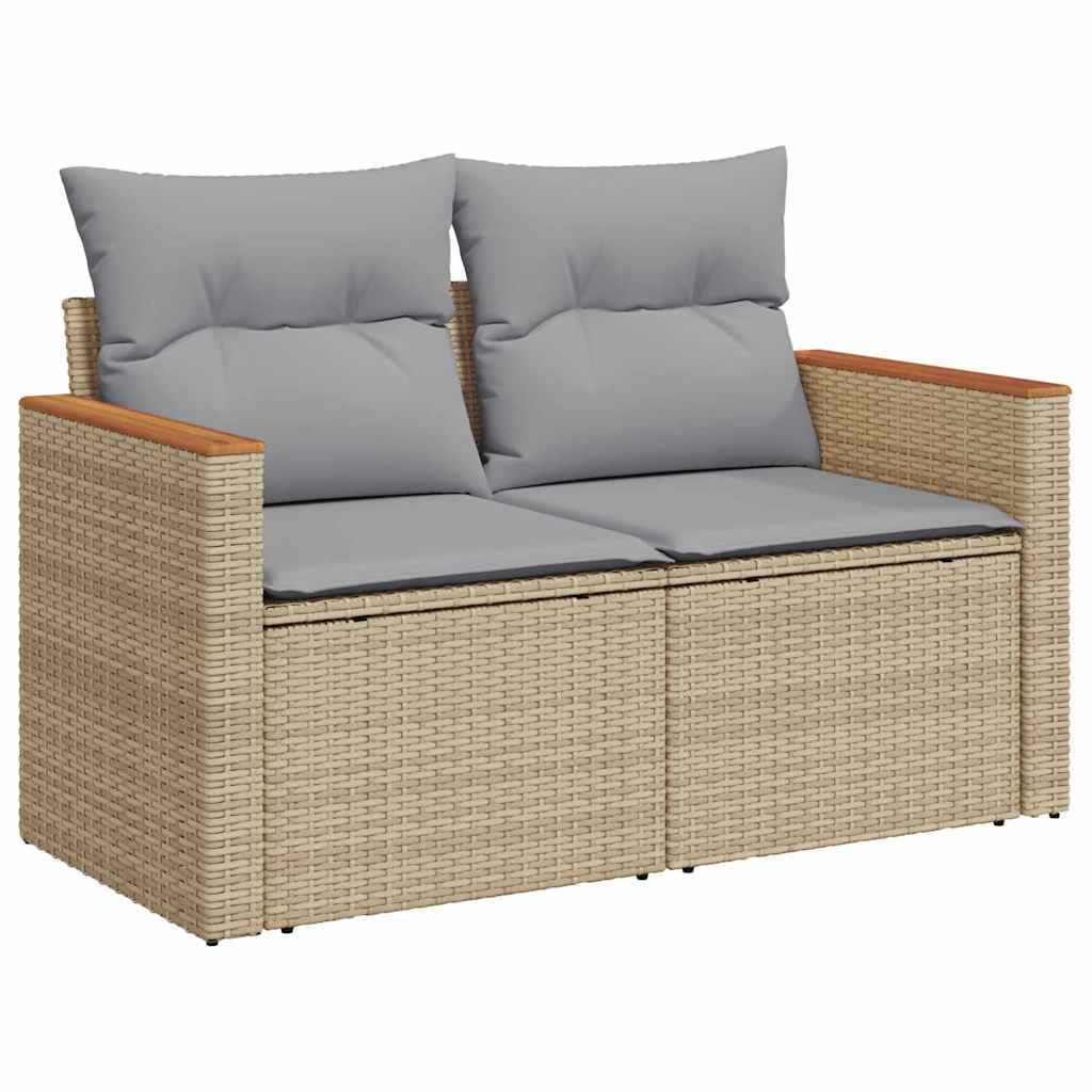 Gartensofa-set mit Kissen 10 pcs Beige Poly Rattan