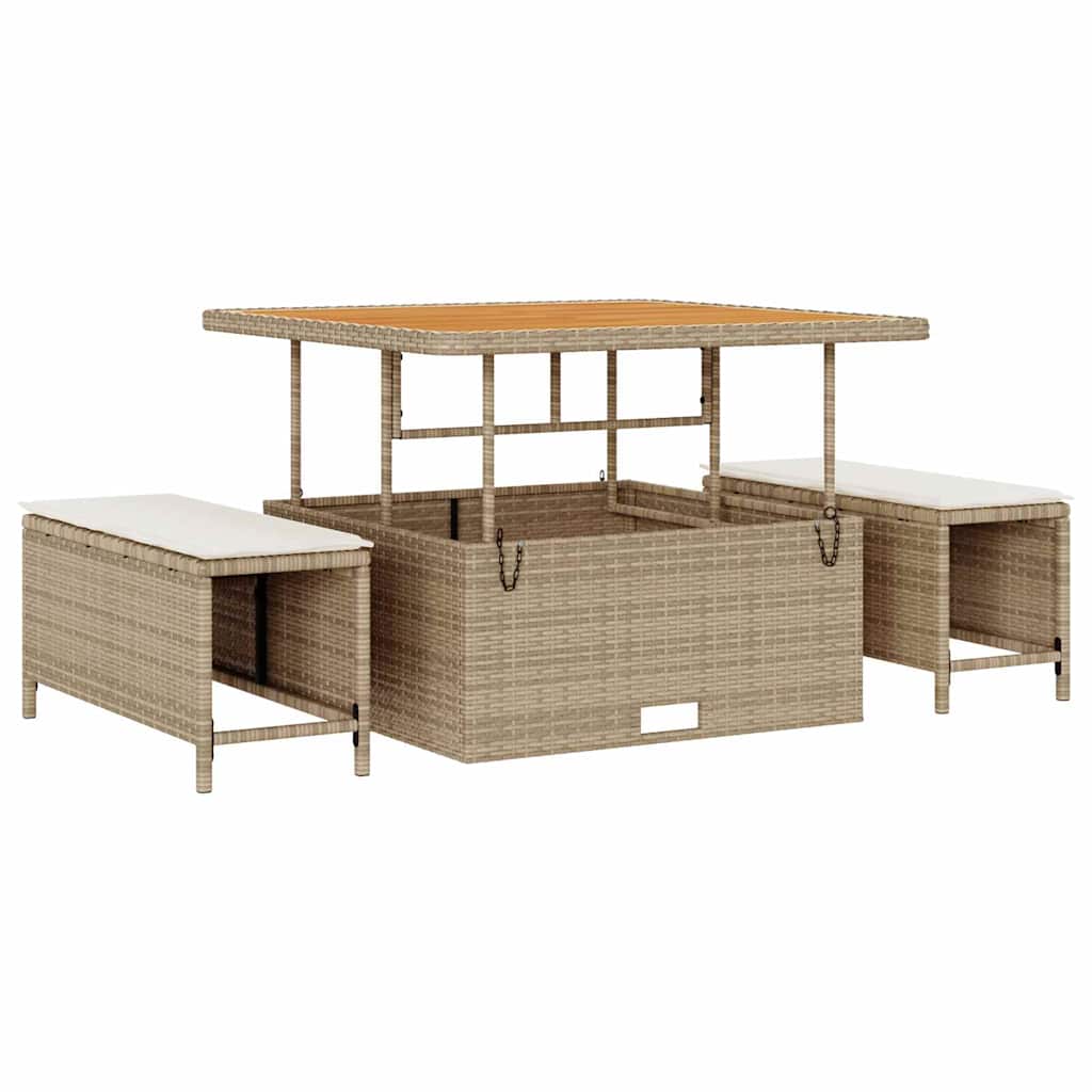 Gartensofa-set mit Kissen mit Speicher 12 pcs Beige Poly Rattan