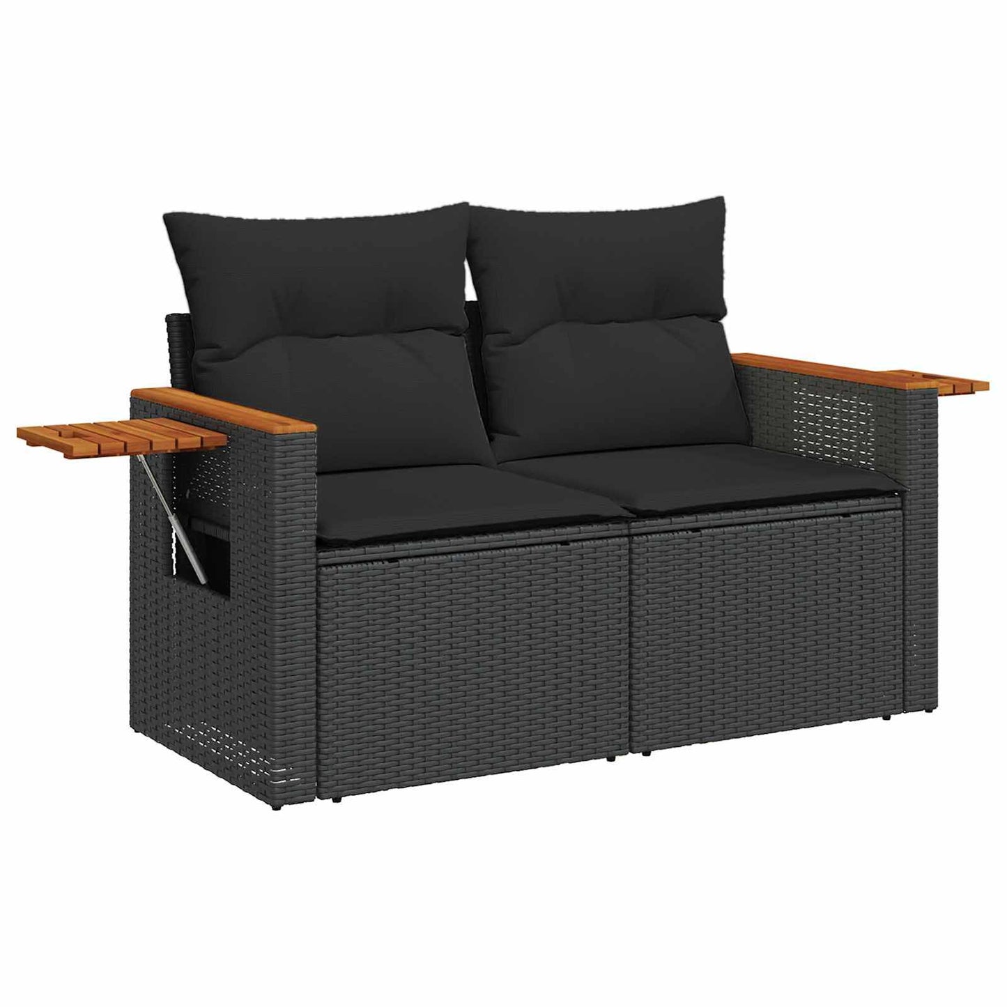 Gartensofa-set mit Kissen 18 pcs Schwarz Poly-Rattan
