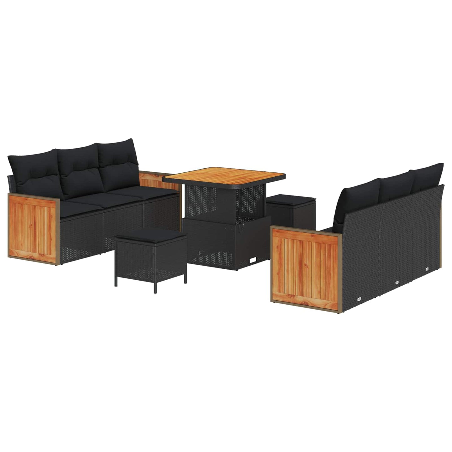 Gartensofa-set mit Kissen 11 pcs Schwarz Poly-Rattan