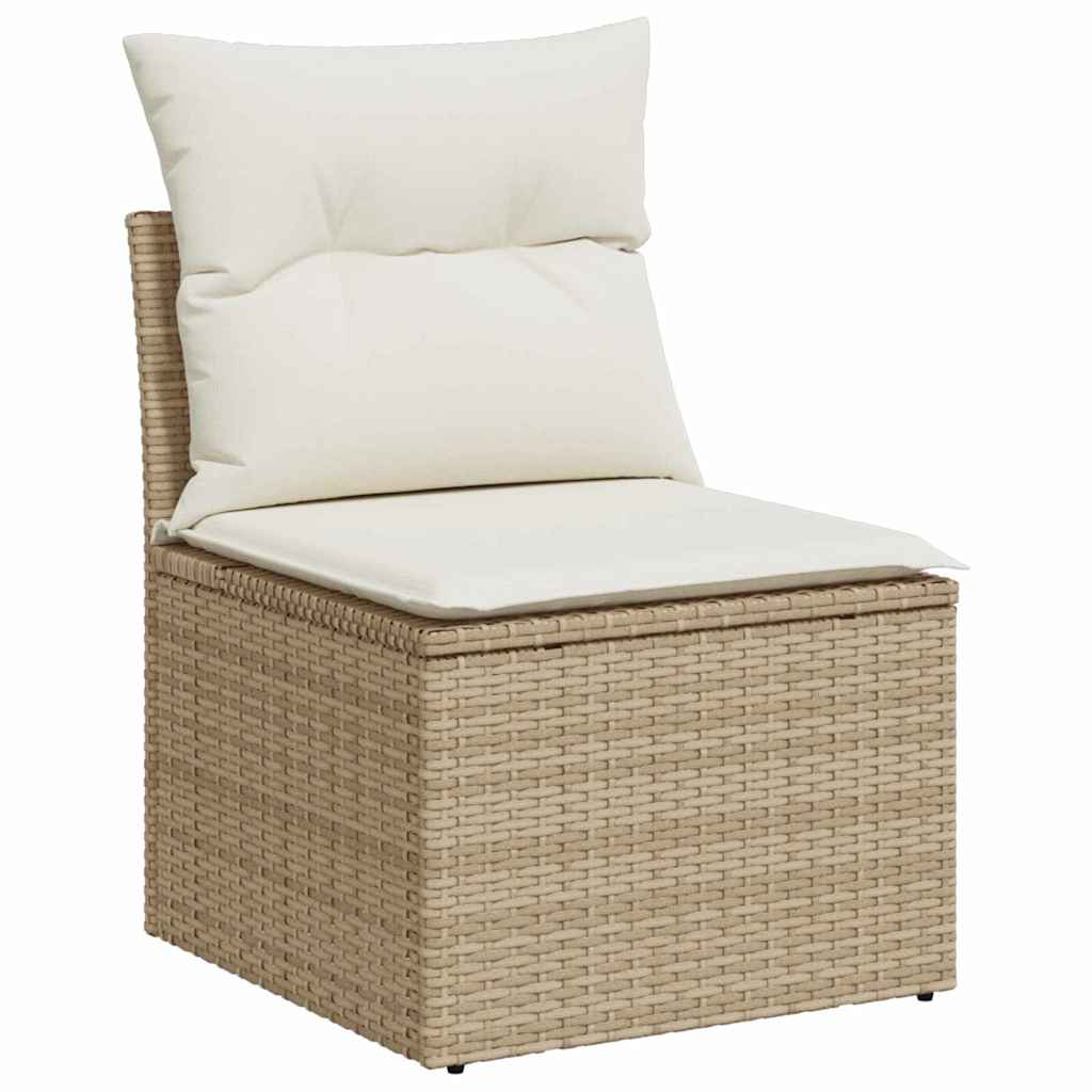 Gartensofa-set mit Kissen 13 pcs Beige und Creme Poly-Rattan