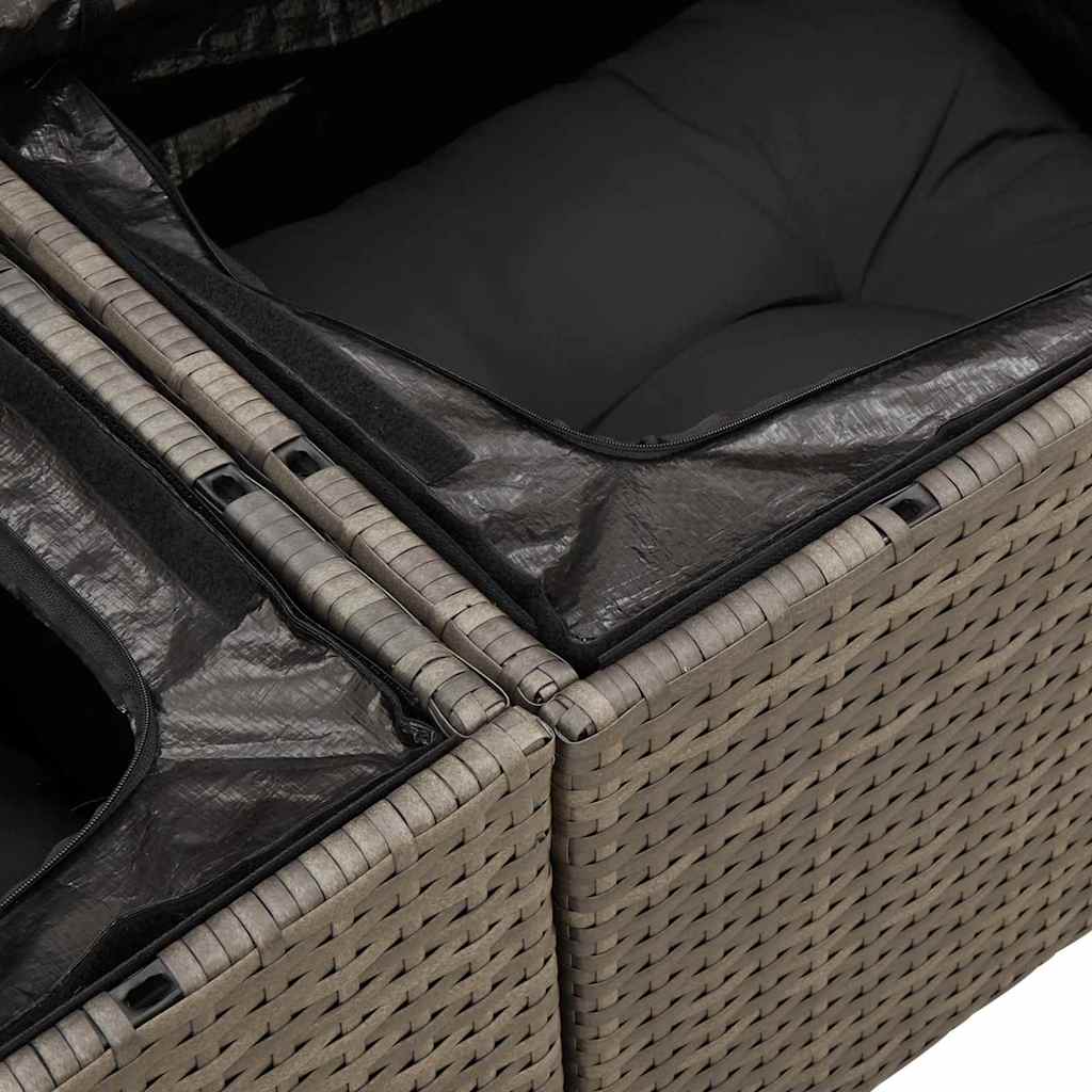 Gartensofa-set mit Kissen 11 pcs Grau Poly-Rattan