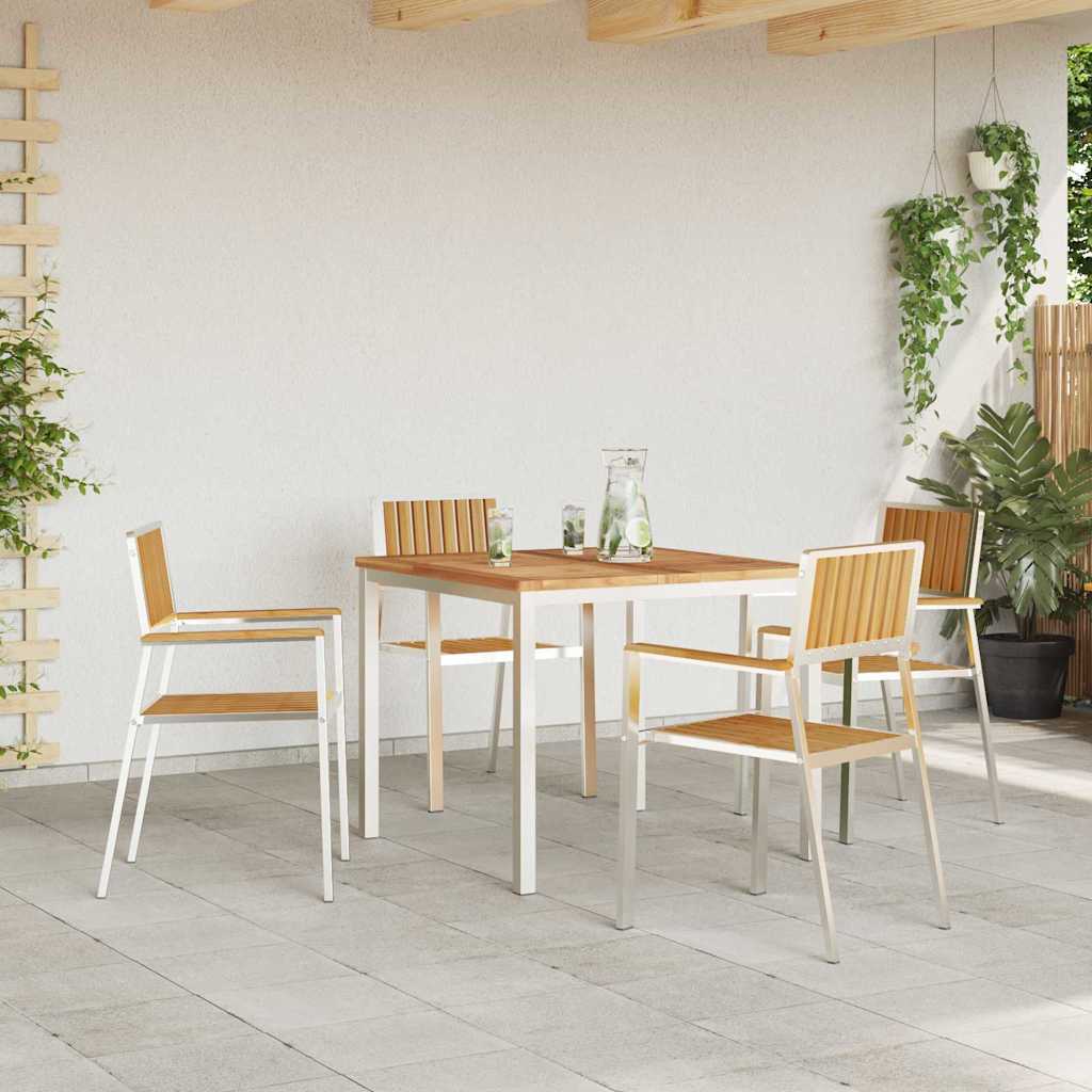 Outdoortisch-Set 5 pcs Braun Massivholz Teak
