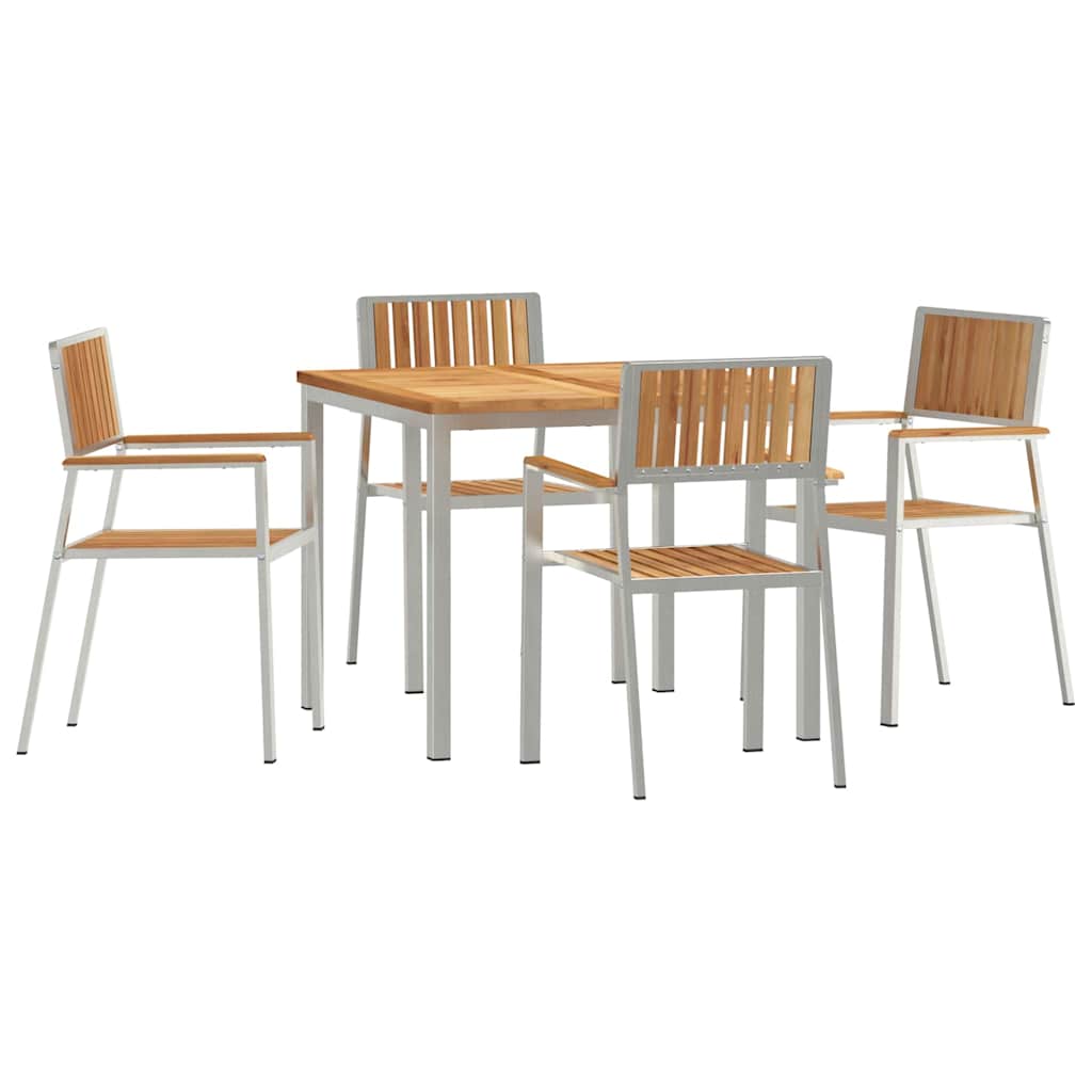 Outdoortisch-Set 5 pcs Braun Massivholz Teak