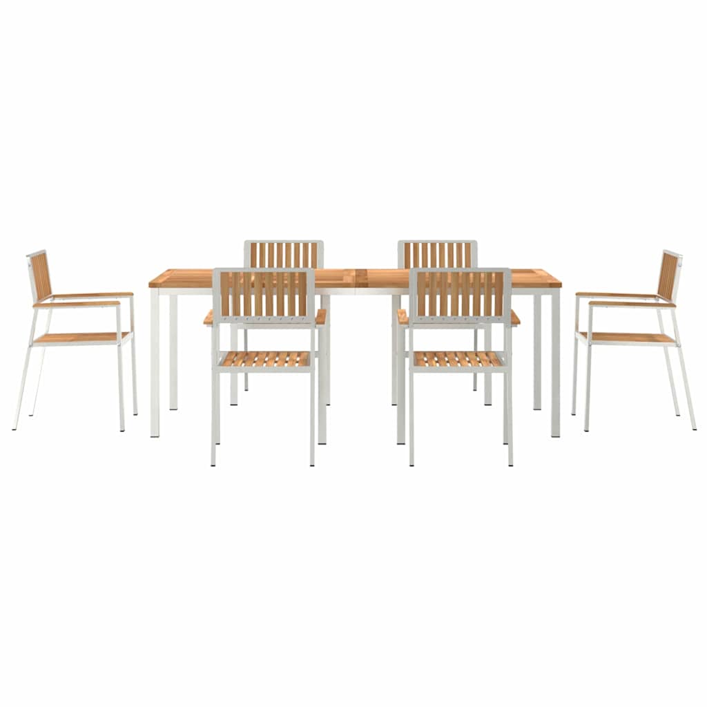 Outdoortisch-Set 7 pcs Braun Massivholz Teak