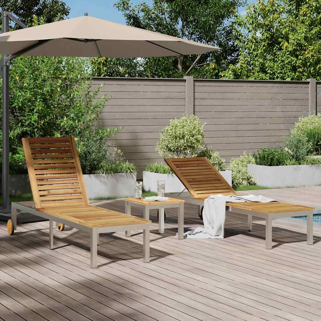 Liege 2-Person 3 pcs Braun Massivholz Akazie