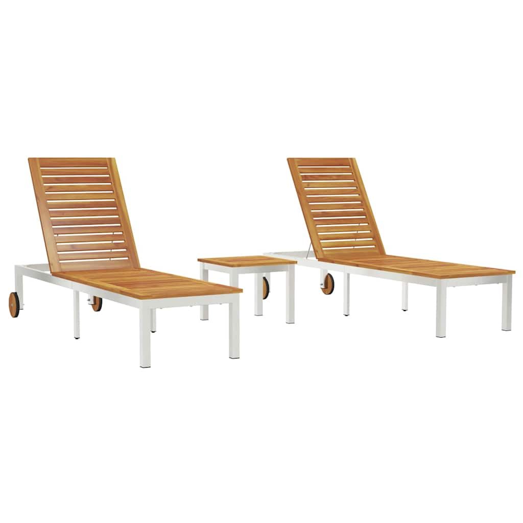 Liege 2-Person 3 pcs Braun Massivholz Akazie