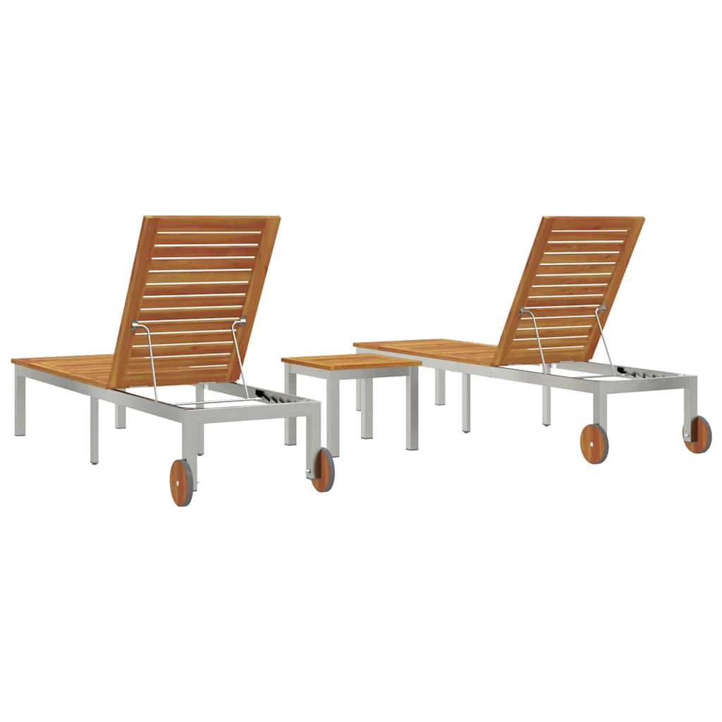 Liege 2-Person 3 pcs Braun Massivholz Akazie