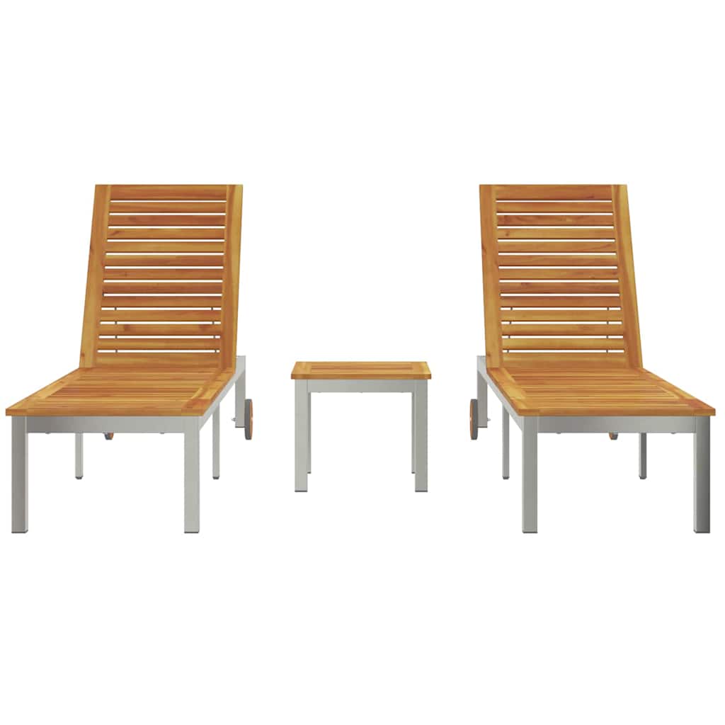 Liege 2-Person 3 pcs Braun Massivholz Akazie