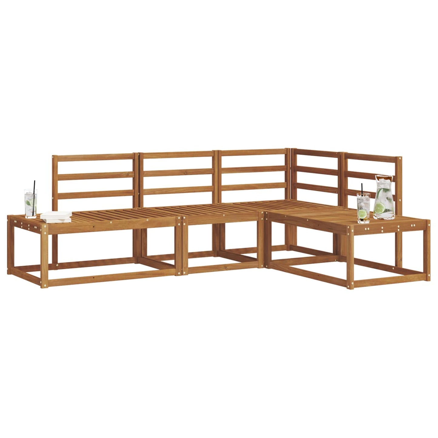 Outdoor-Sofagarnitur 4 Stück Natur Massivholz Akazie