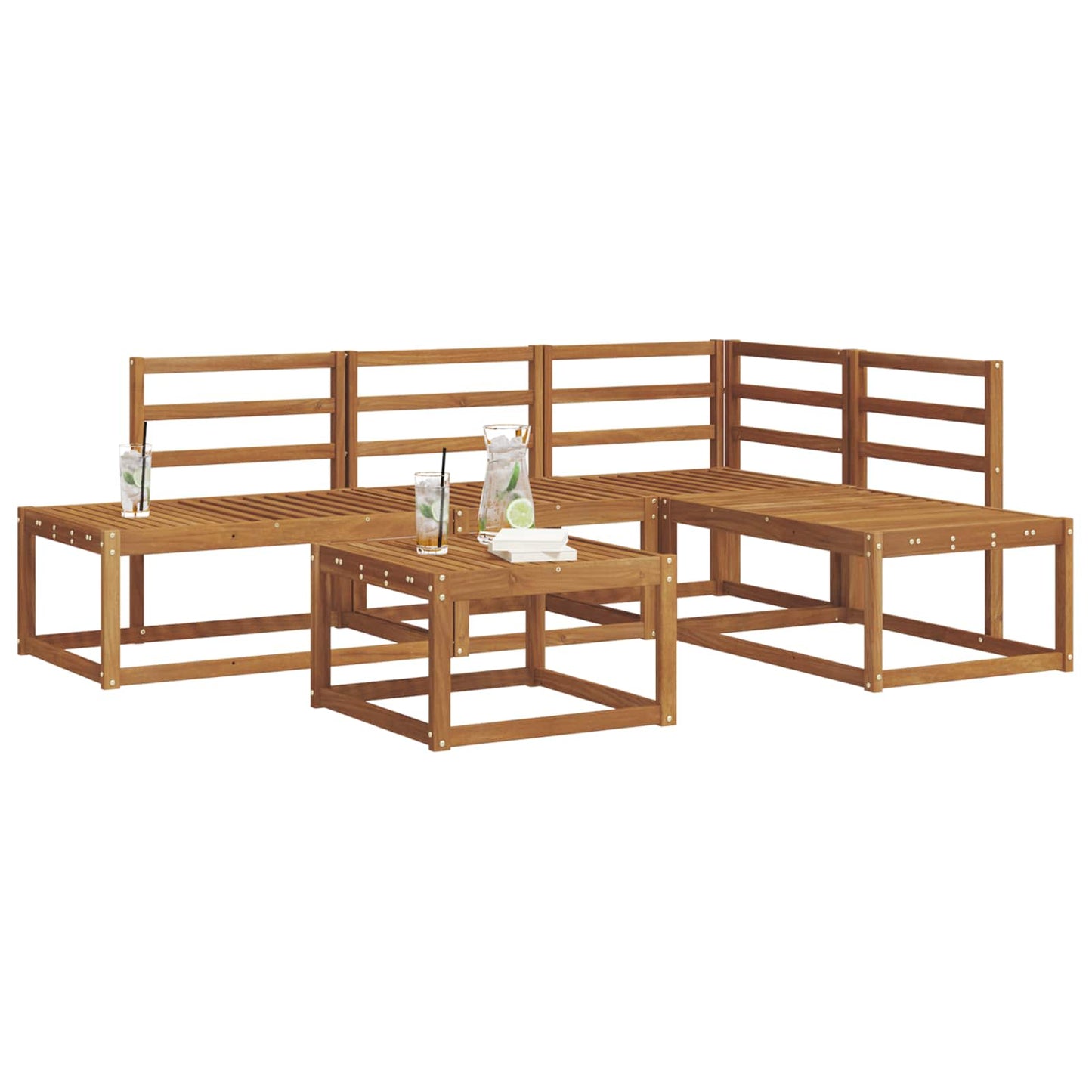 Outdoor-Sofagarnitur 5 Stück Natur Massivholz Akazie