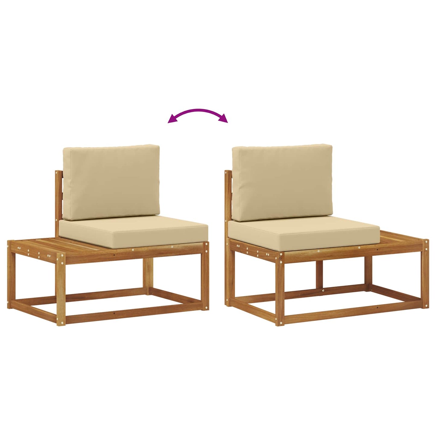 Outdoor-Sofagarnitur mit Kissen 5 Stück Natur und Beige