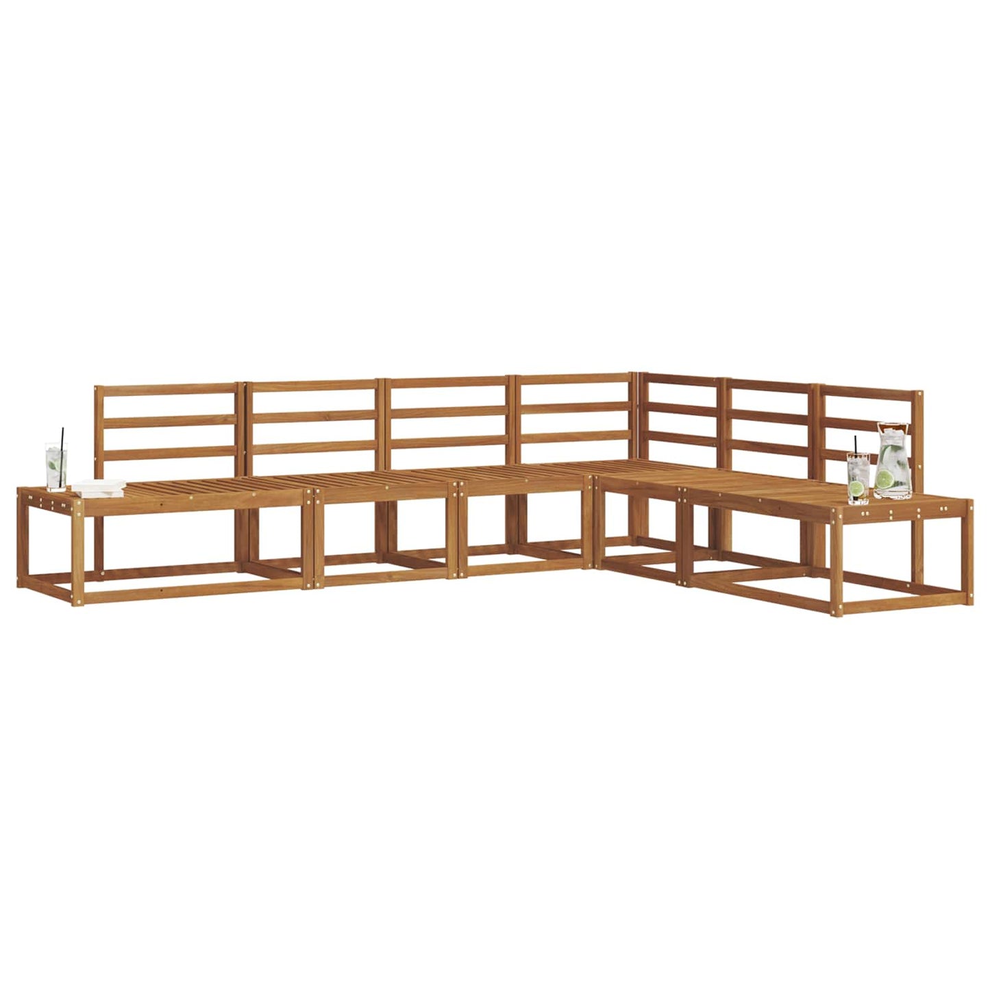 Outdoor-Sofagarnitur 6 Stück Natur Massivholz Akazie