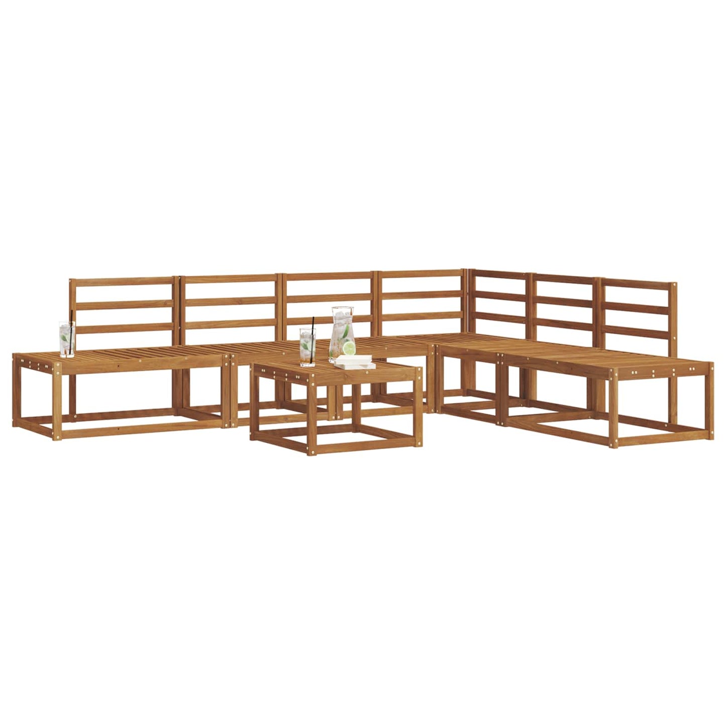 Outdoor-Sofagarnitur 7 Stück Natur Massivholz Akazie