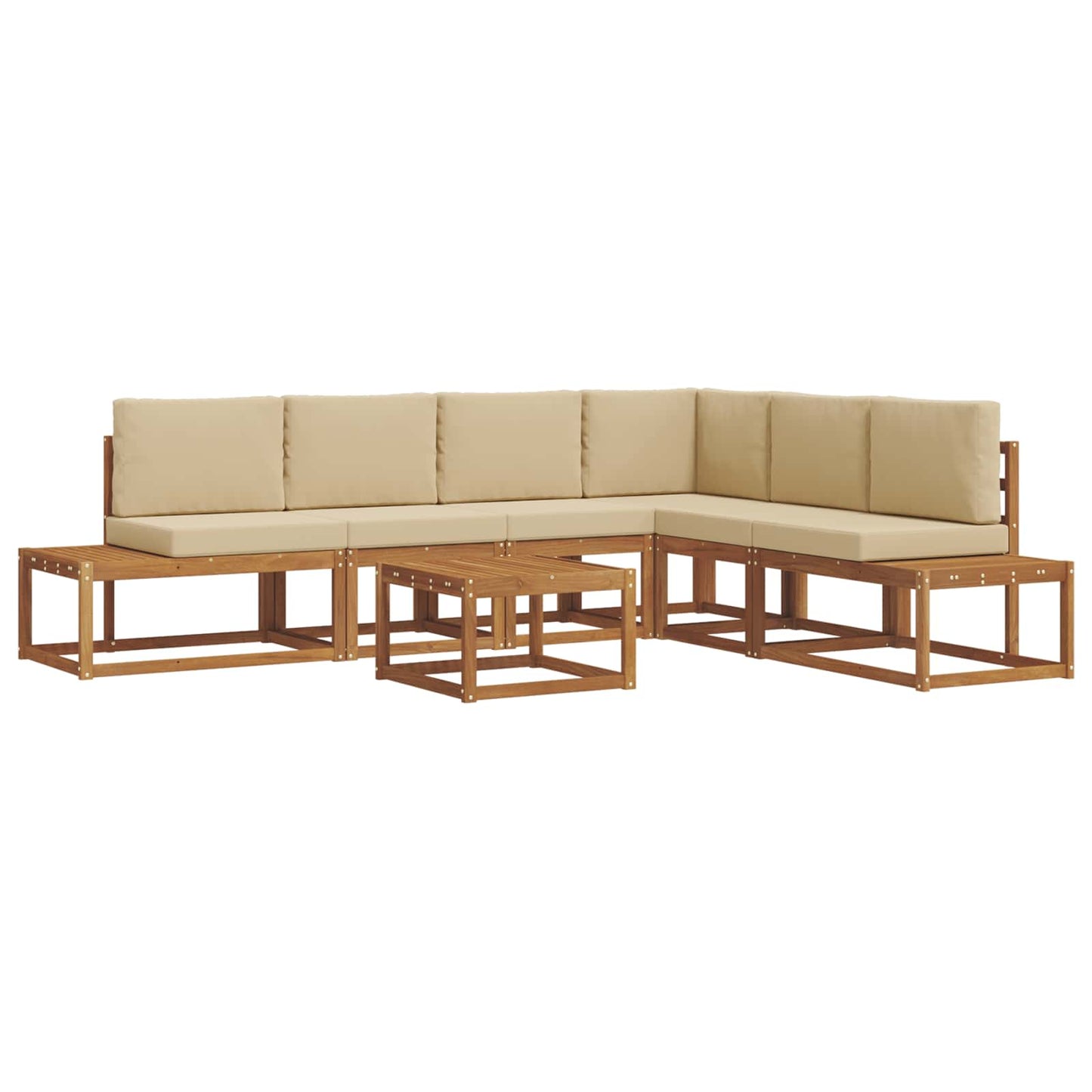 Outdoor-Sofagarnitur mit Kissen 7 Stück Natur und Beige