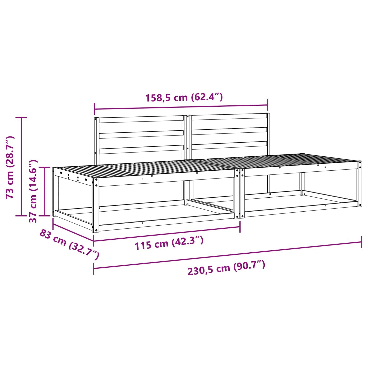 Outdoor-Sofagarnitur Natur Massivholz Akazie