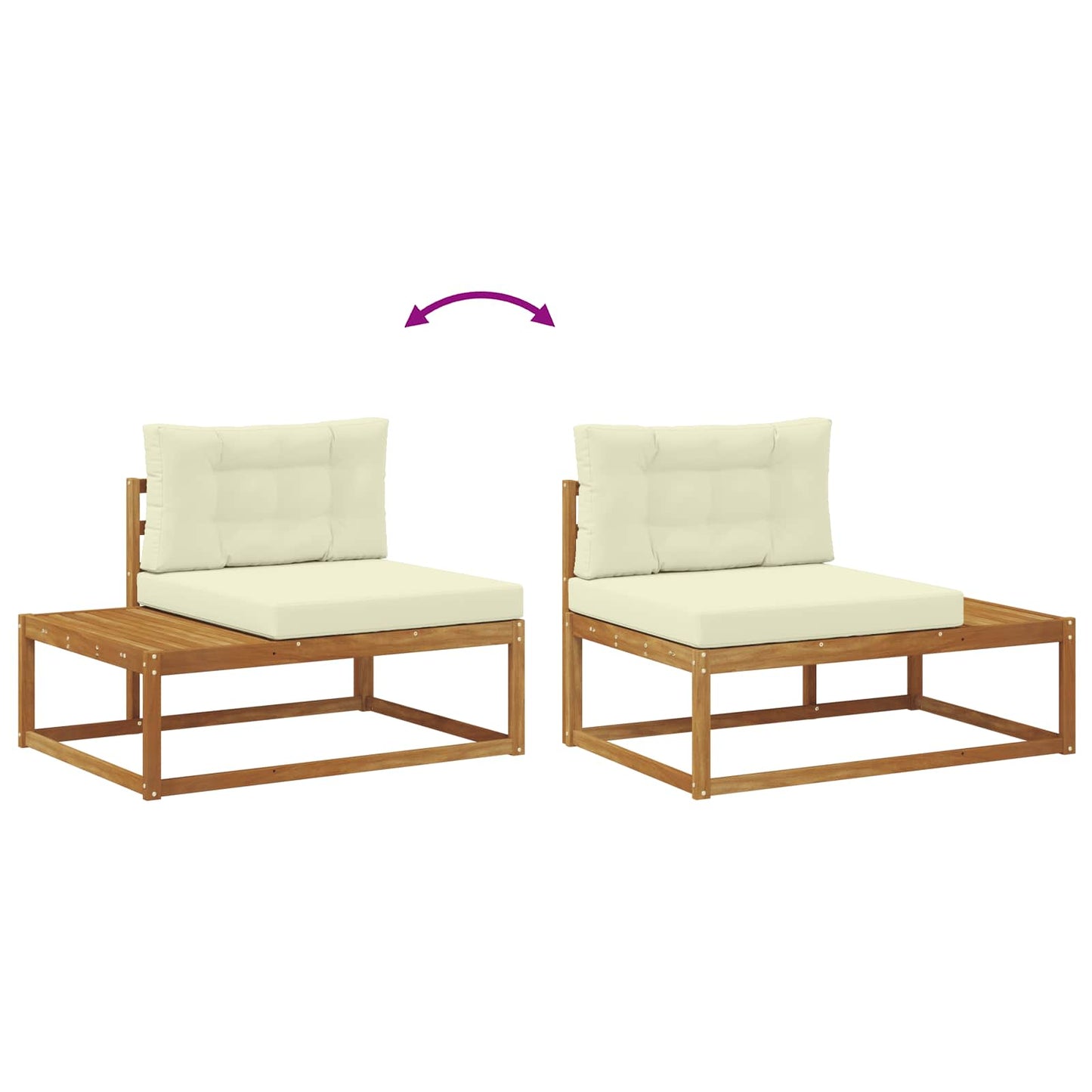 Outdoor-Sofagarnitur mit Kissen Natur und Creme