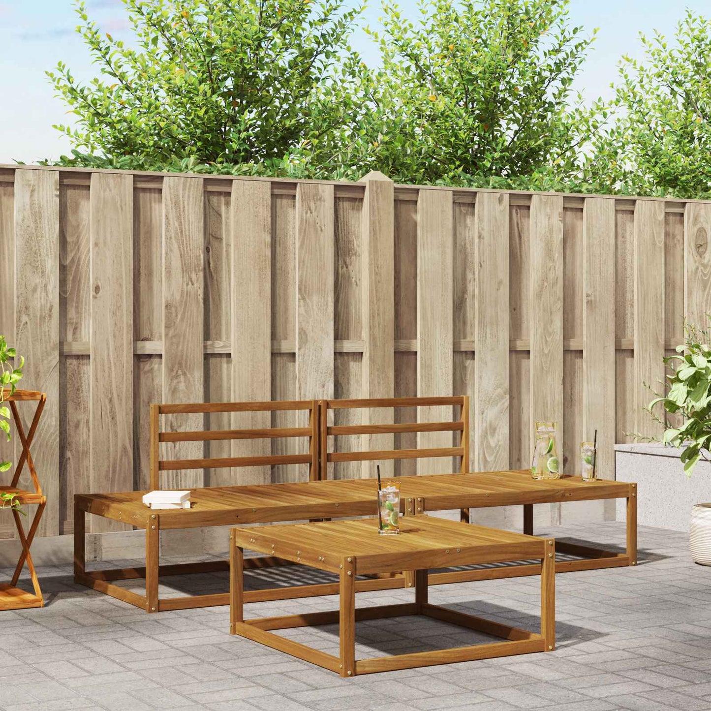 Outdoor-Sofagarnitur Natur Massivholz Akazie