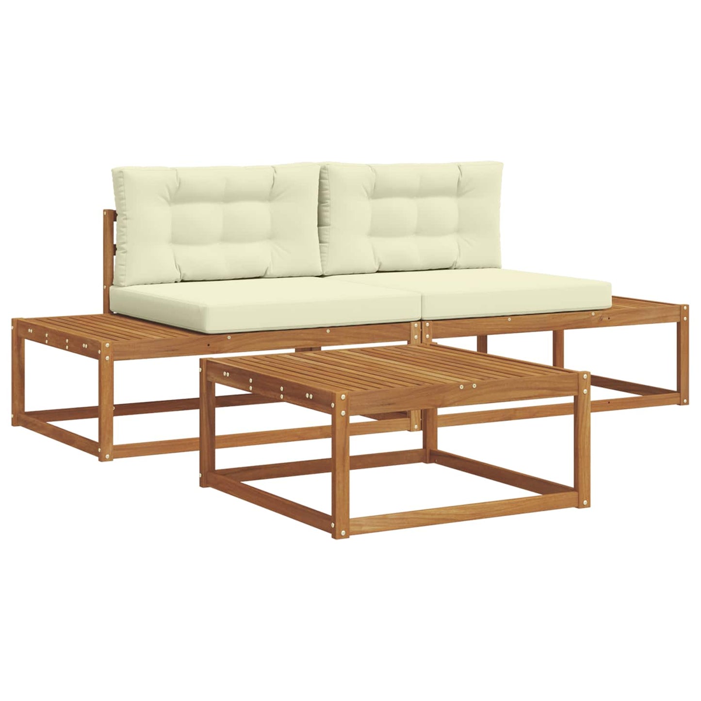 Outdoor-Sofagarnitur mit Kissen Natur und Creme