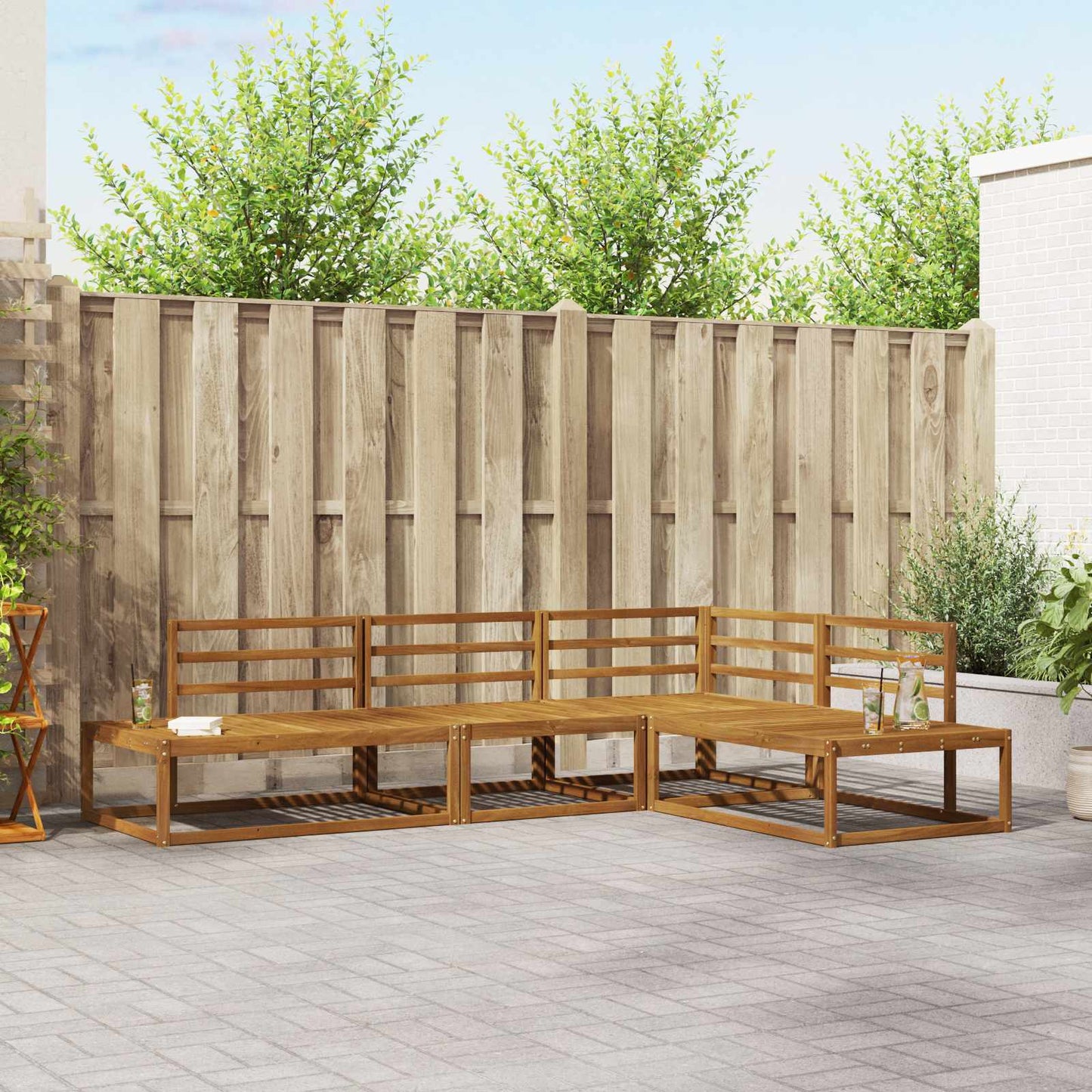Outdoor-Sofagarnitur Natur Massivholz Akazie