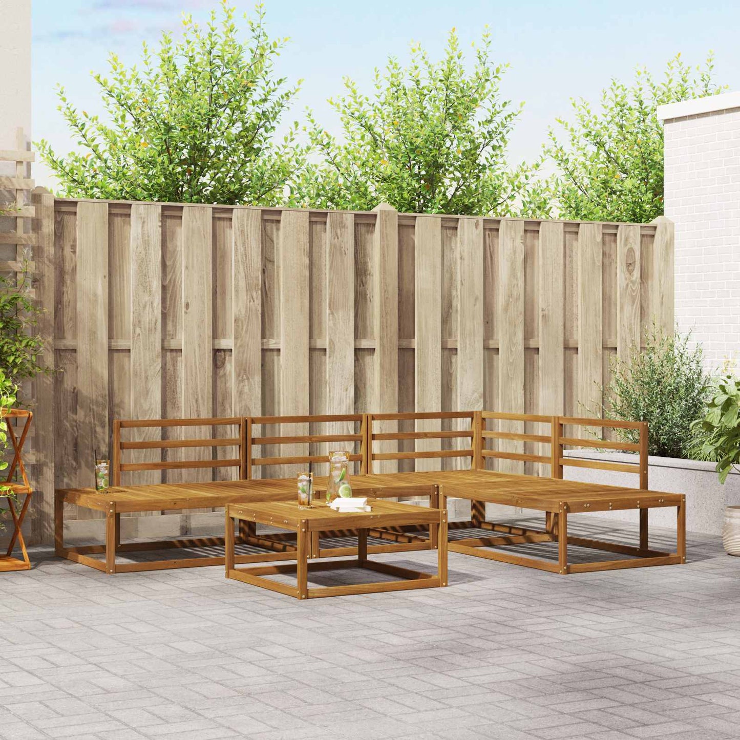 Outdoor-Sofagarnitur Natur Massivholz Akazie