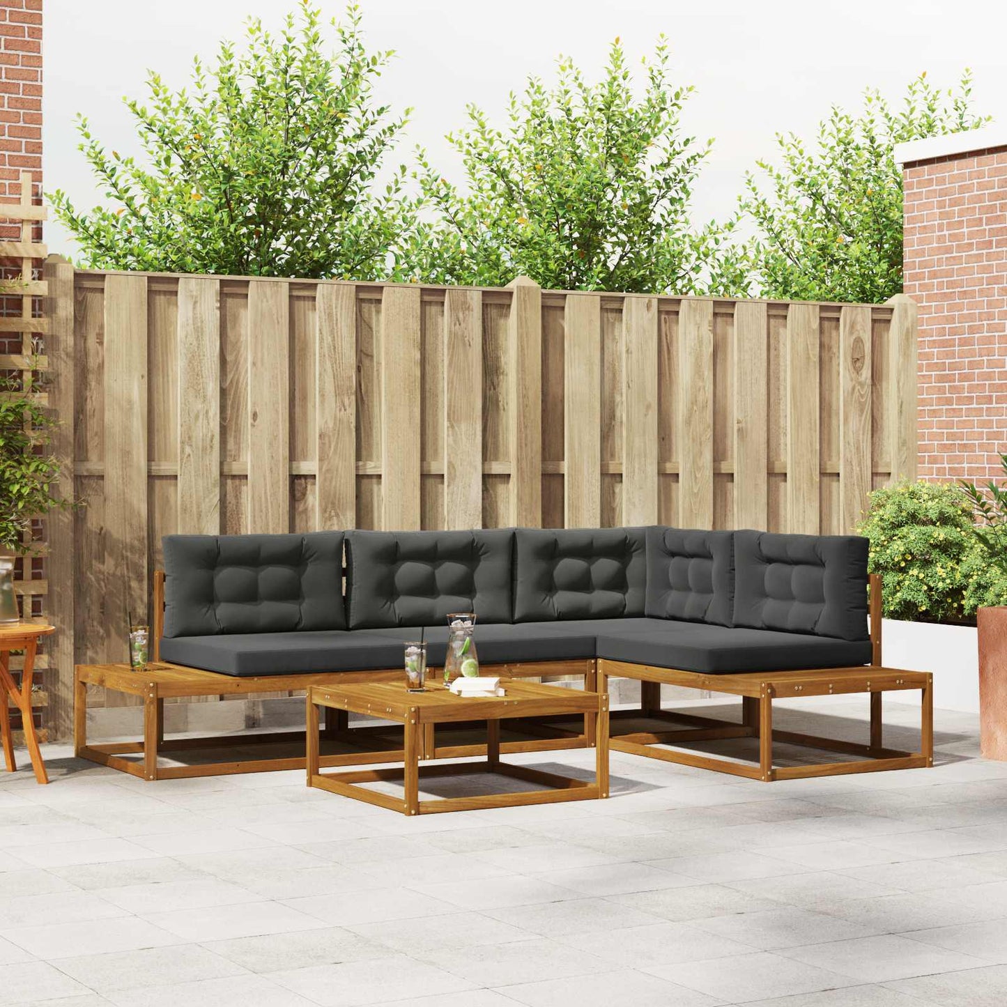 Outdoor-Sofagarnitur Natur und Anthrazit