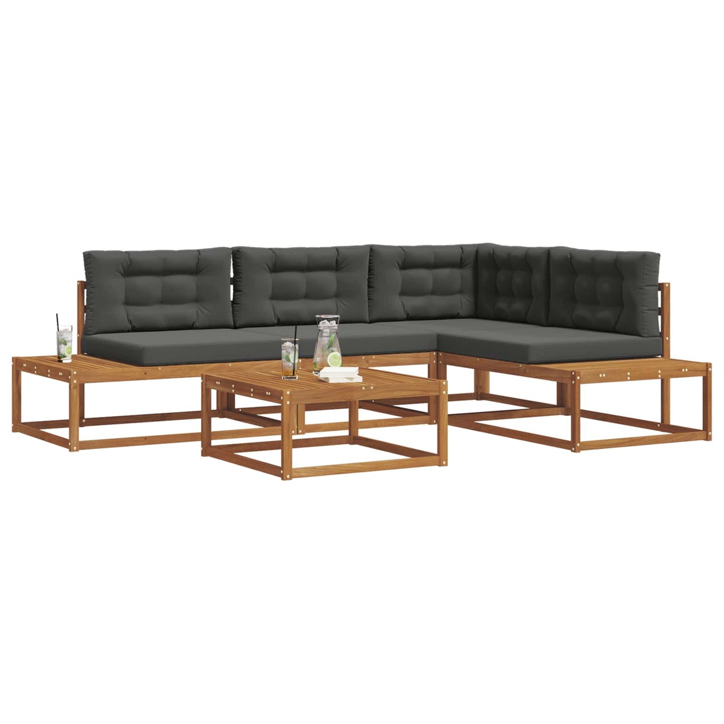 Outdoor-Sofagarnitur Natur und Anthrazit