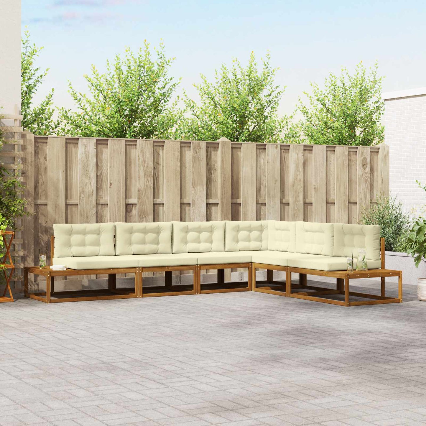 Outdoor-Sofagarnitur Natur und Creme