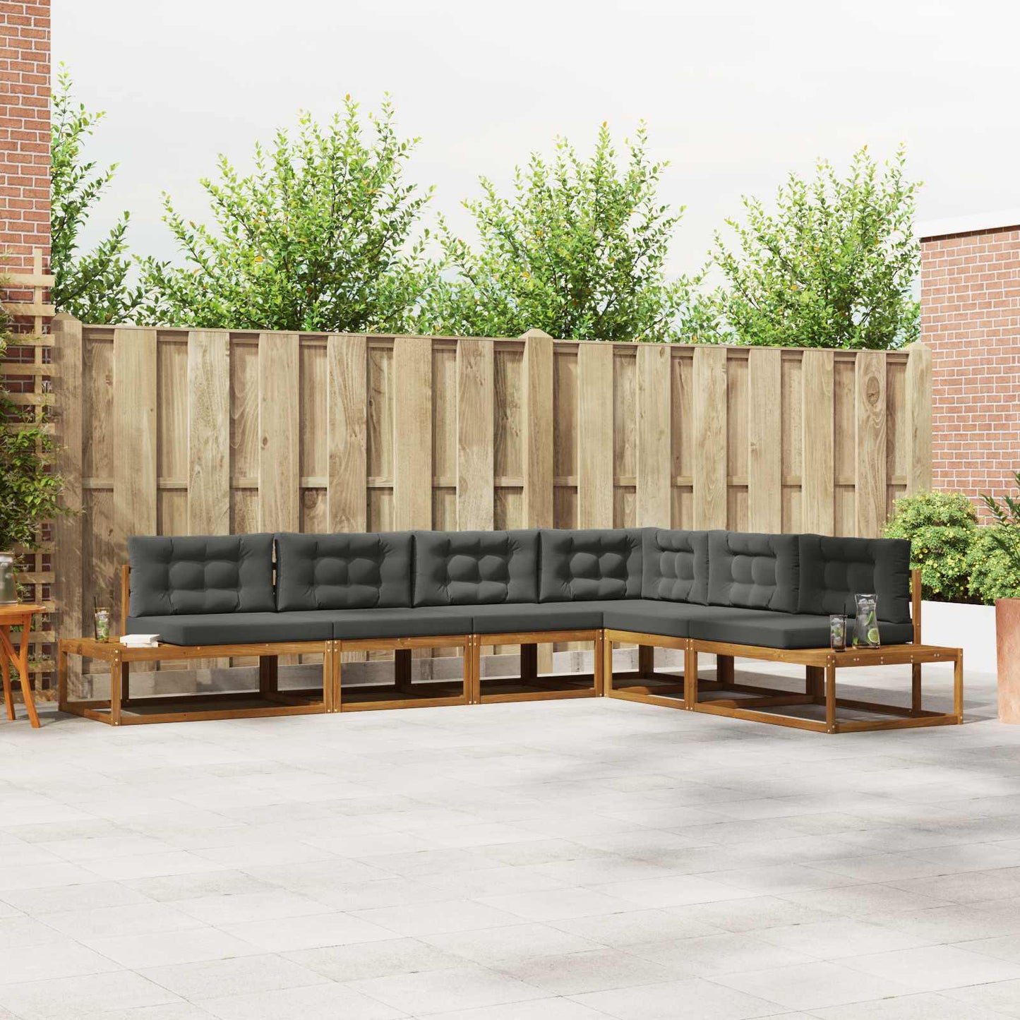 Outdoor-Sofagarnitur Natur und Anthrazit