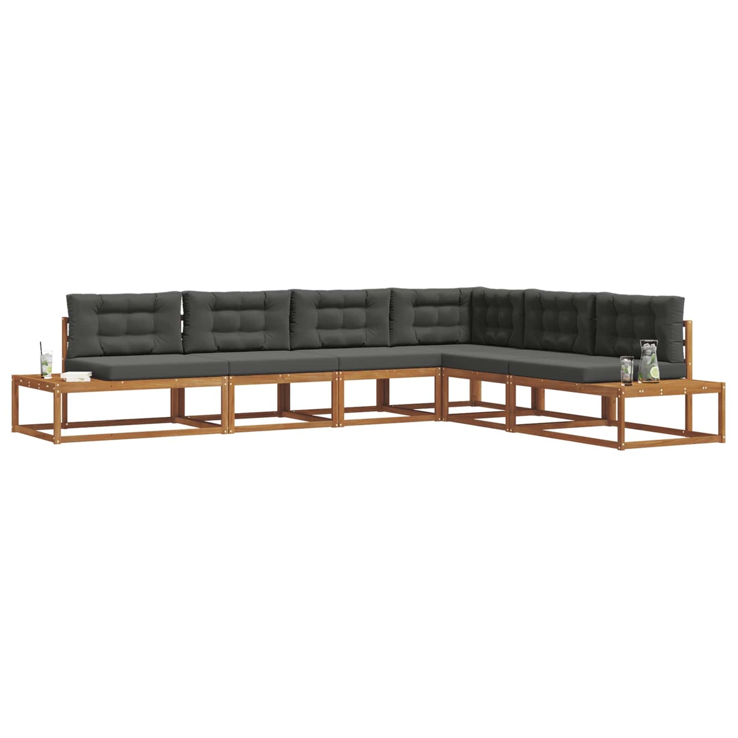 Outdoor-Sofagarnitur Natur und Anthrazit