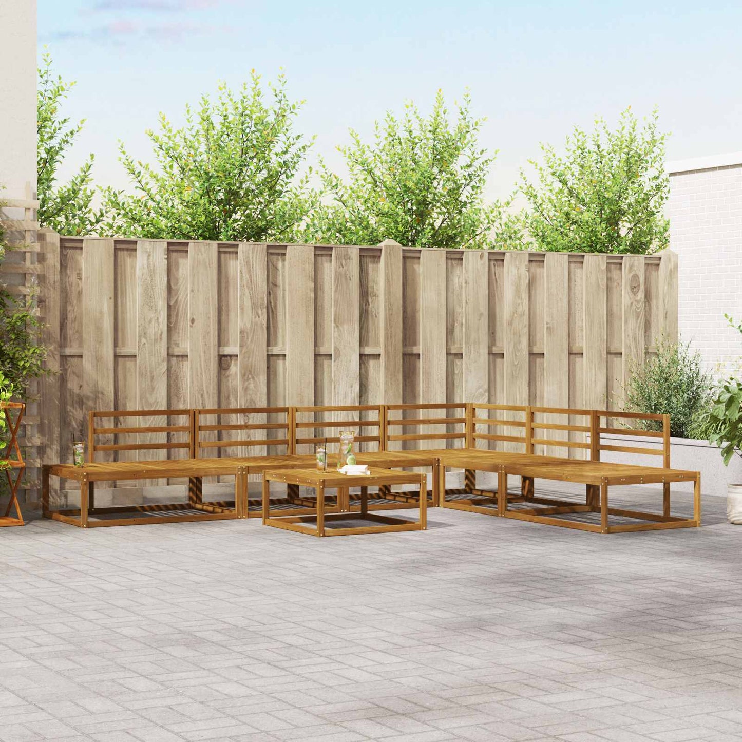 Outdoor-Sofagarnitur Natur Massivholz Akazie
