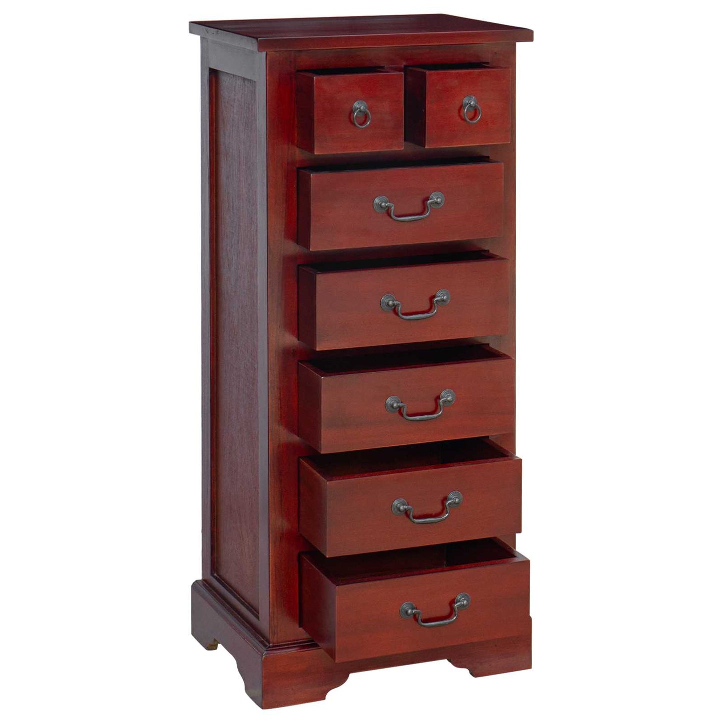 Kommode Braun 45 x 35 x 100,5 cm Massives Mahagoni Holz