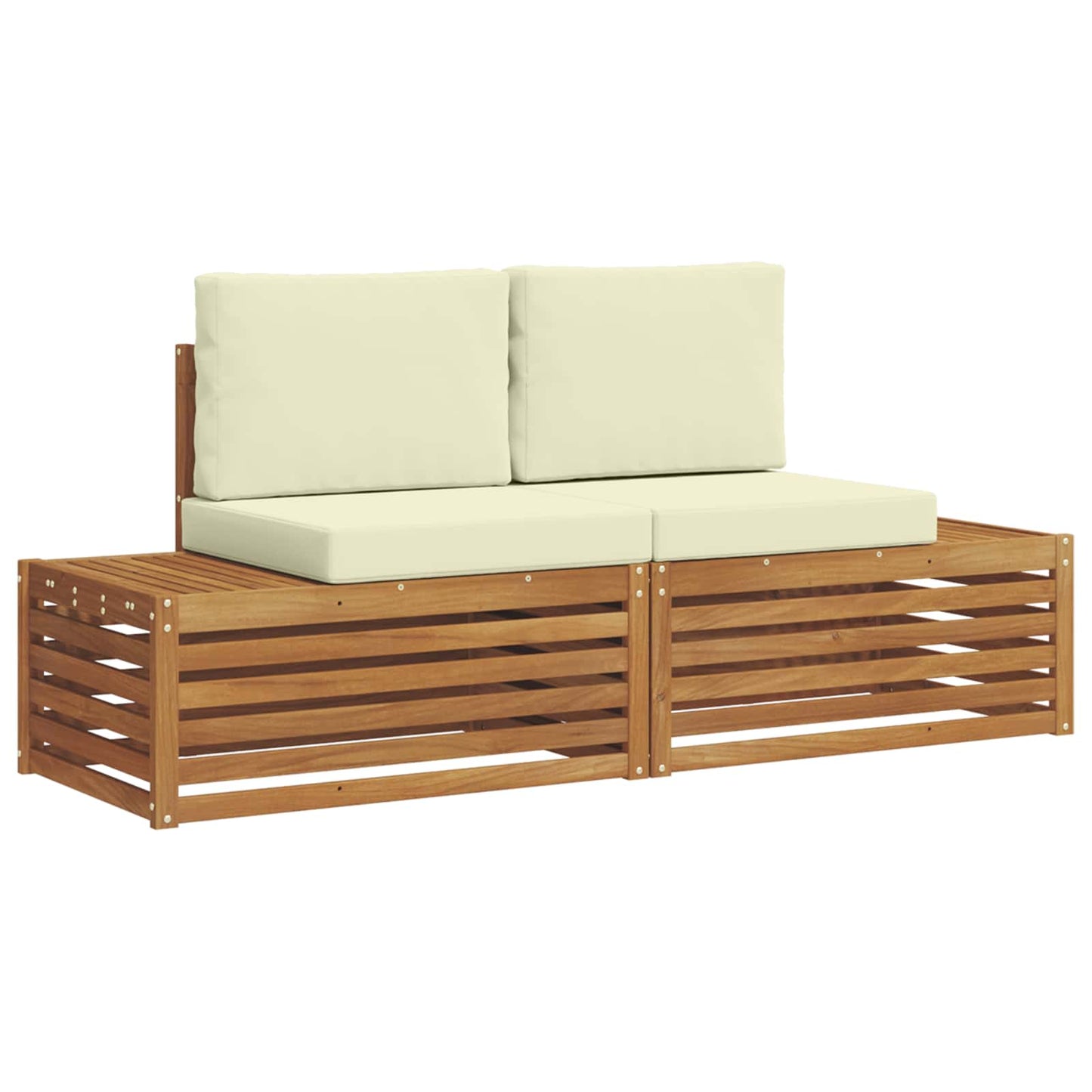 Outdoor-Sofagarnitur mit Kissen 2 Stück Natur und Creme