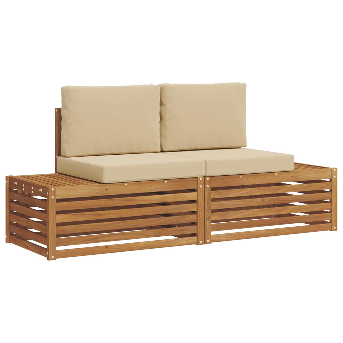 Outdoor-Sofagarnitur mit Kissen 2 Stück Natur und Beige
