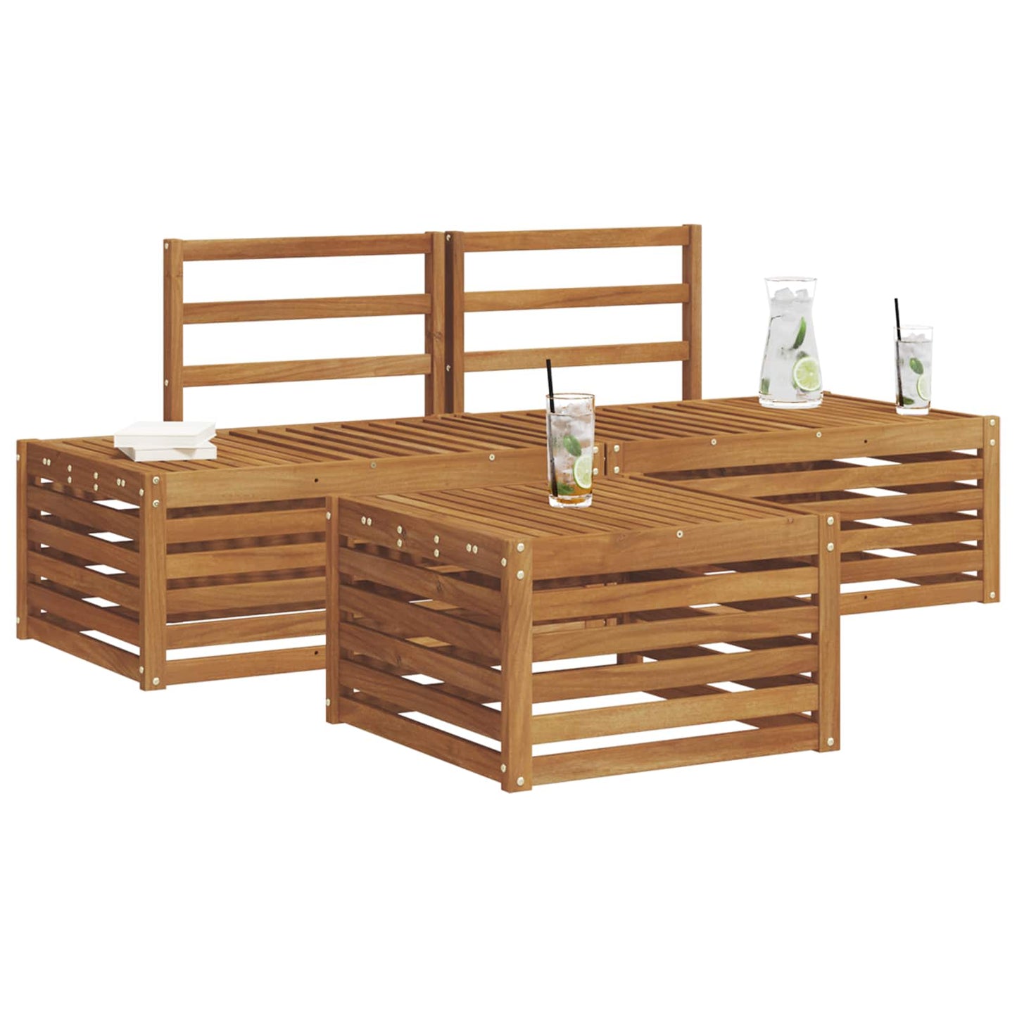 Outdoor-Sofagarnitur Natur 59 x 59 x 37 cm Massivholz Akazie