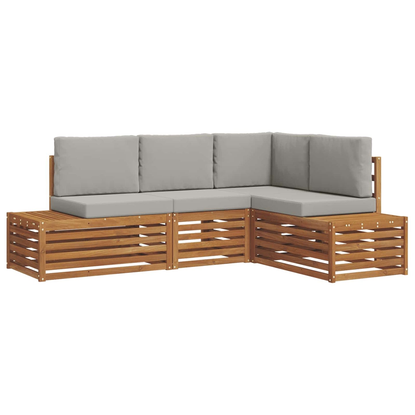 Outdoor-Sofagarnitur mit Kissen 4 Stück Natürlich und Hellgrau