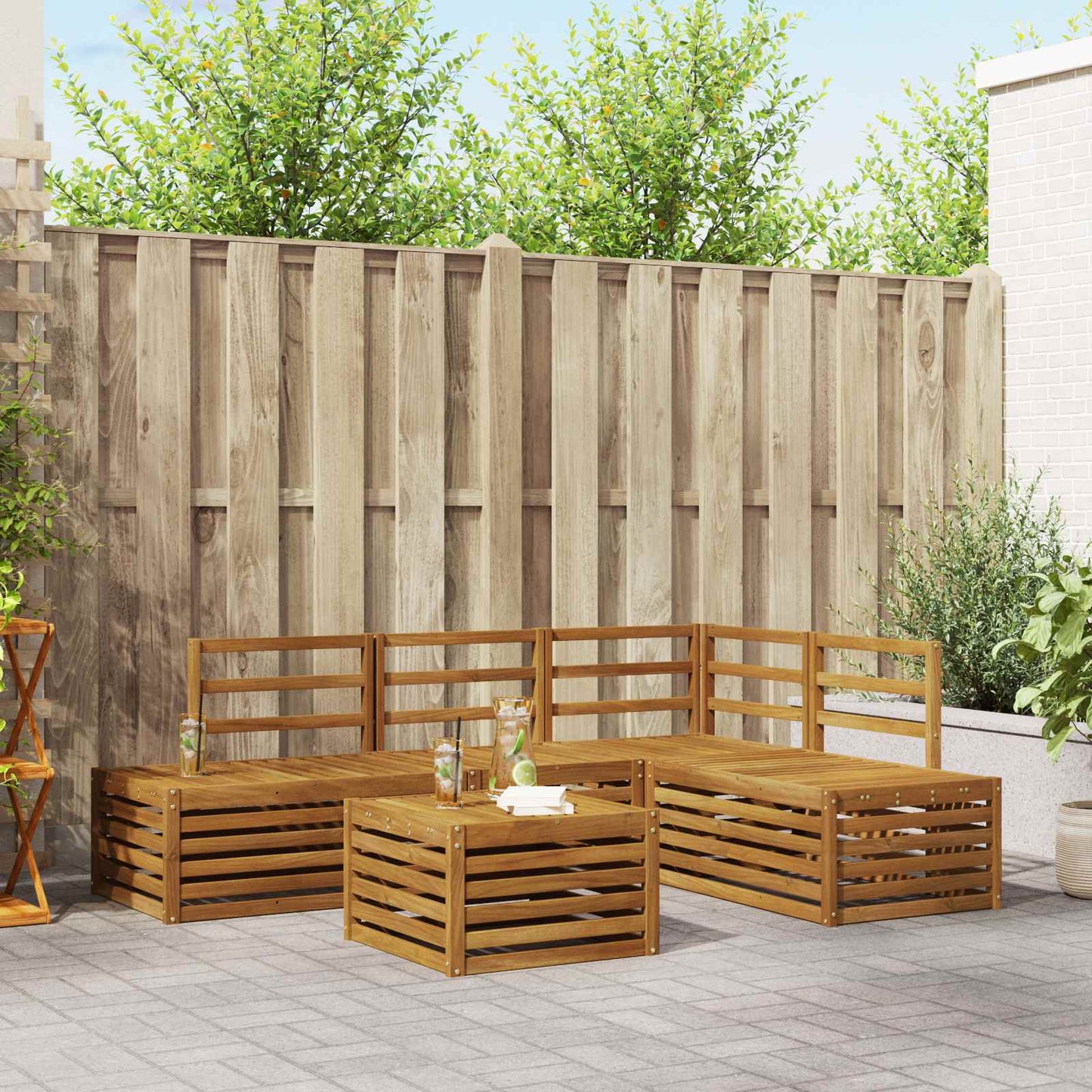Outdoor-Sofagarnitur Natur 59 x 59 x 37 cm