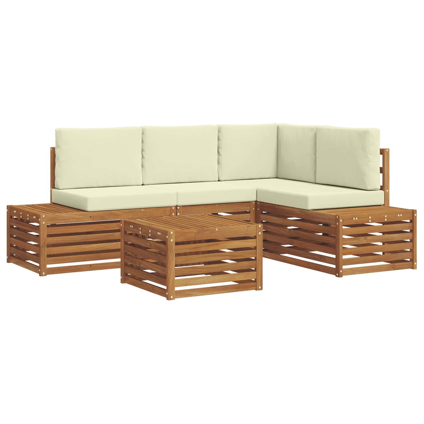 Outdoor-Sofagarnitur mit Kissen Natur und Creme 59 x 59 x 37 cm