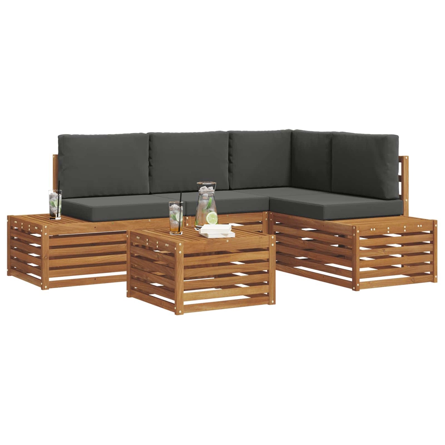Outdoor-Sofagarnitur Natur und Anthrazit 59 x 59 x 37 cm