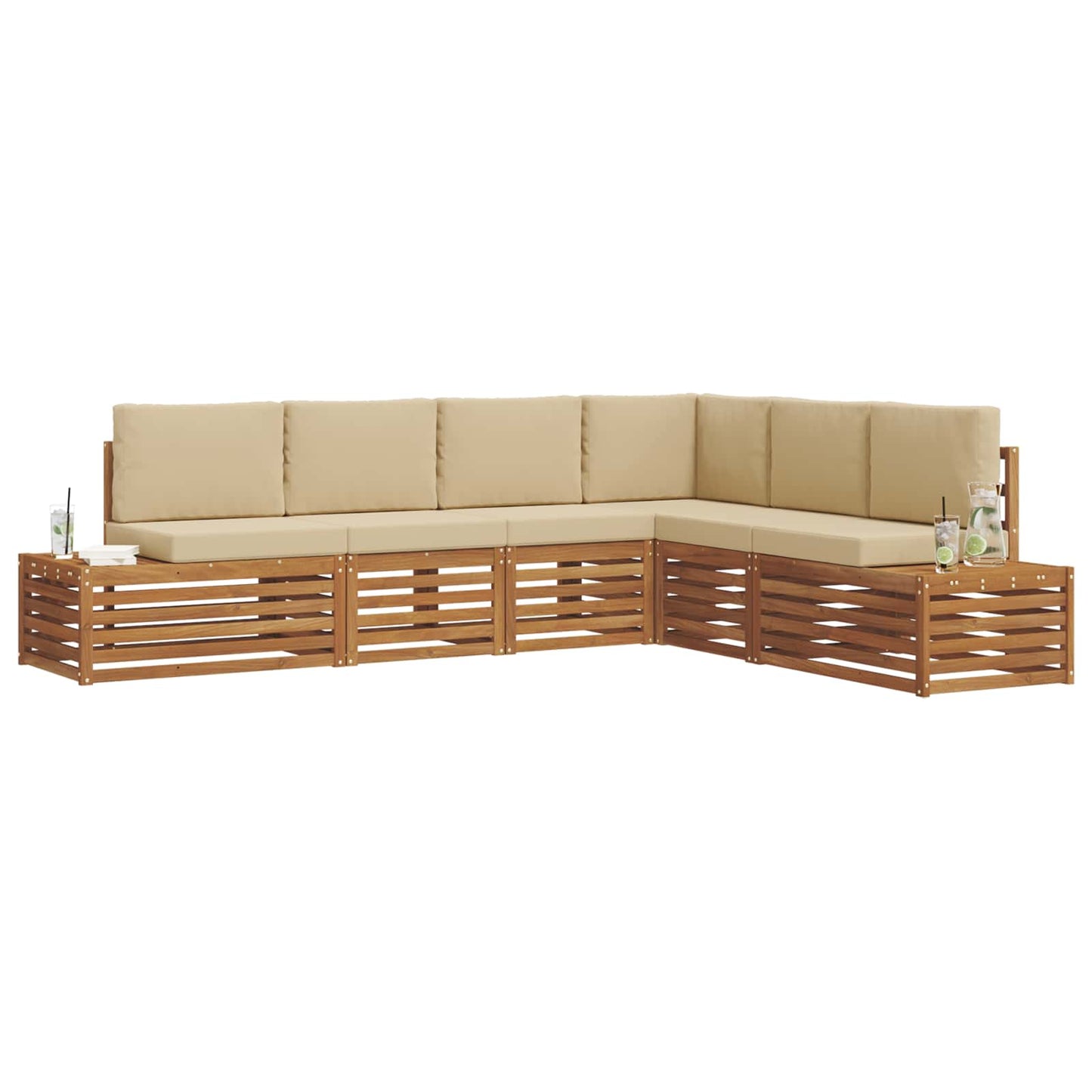 Outdoor-Sofagarnitur Natur und Beige 273 x 213,5 x 73 cm