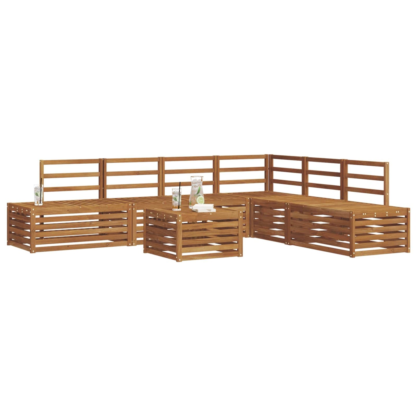 Outdoor-Sofagarnitur 7 Stück Natur Massivholz Akazie