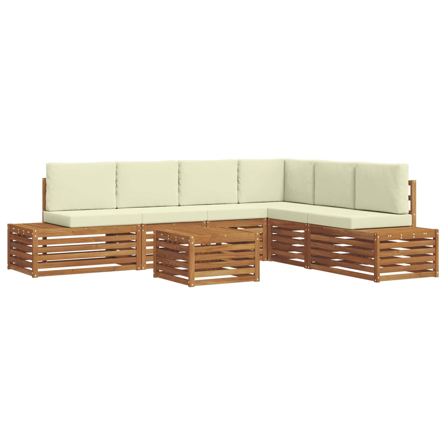 Outdoor-Sofagarnitur mit Kissen 7 Stück Natur und Creme
